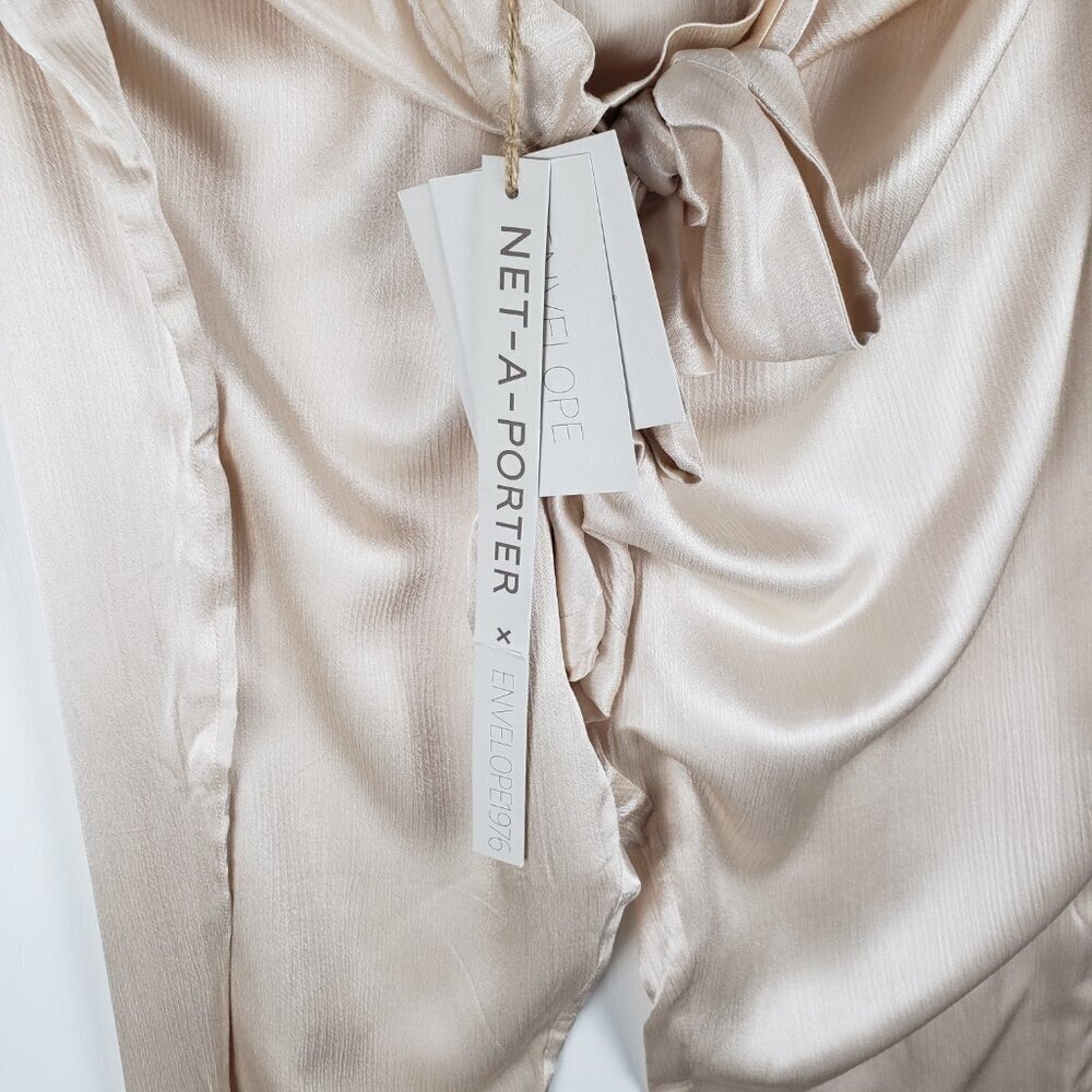 Envelope1976 Net-a-Porter Goa Pants NWT Ivory Satin Trouser Button Ankle Size 44 - Picture 9 of 16